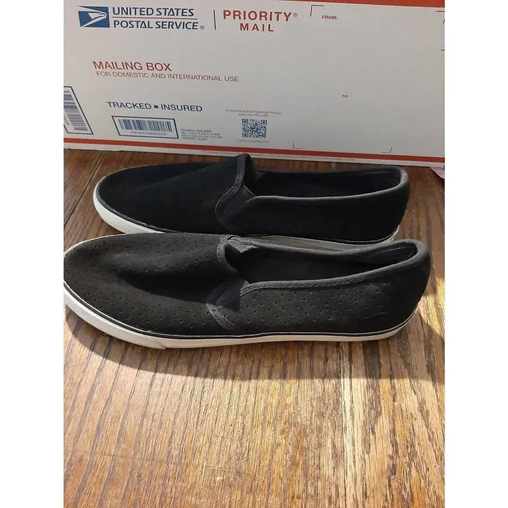 Size 10 American Eagle Black Leather Suede Slip On Estilo 3254 Casual Shoes